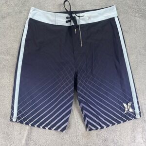 Hurley Board Shorts Men 30 Blue Phantom Block Party Geometric Stripe